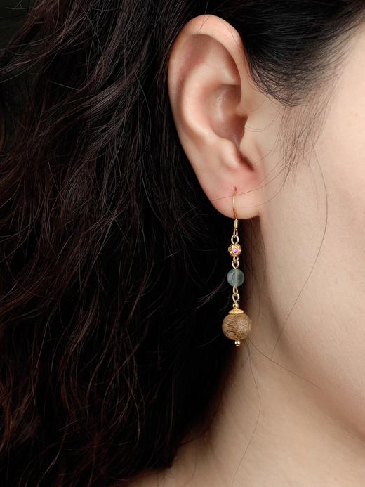 直径0.9厘米奇楠翡翠耳环天然沉香创意首饰 商品图1