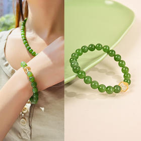 ysfg-07001【云赏珠宝】新中式系列-8mm高品质白和田碧玉镂空镶嵌白水晶手串手链