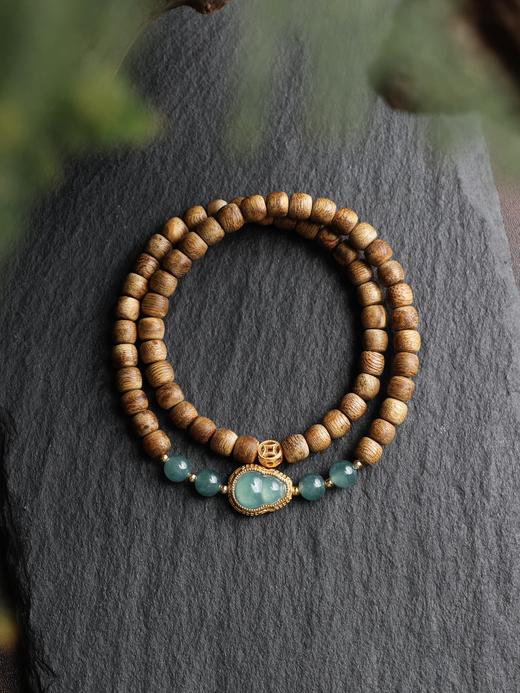 0.6鼓珠翡翠双圈手串天然沉香创意首饰 商品图1