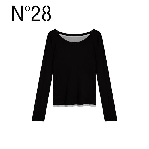 【破价】N°28 百搭正肩显瘦长袖毛衫假两件打底衫上衣9A31T257 商品图1