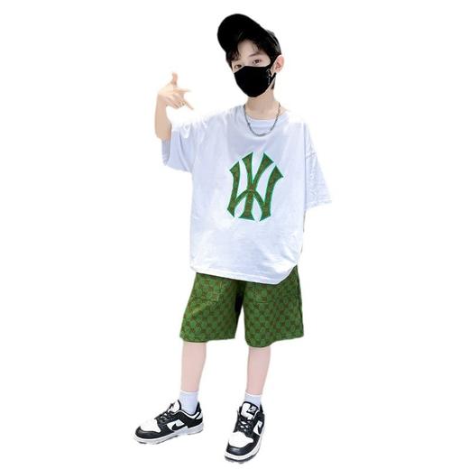 【潮酷帅气两件套】男女宝宝韩版夏季套装儿童夏季新款字母圆领短袖上衣下裤两件套 商品图4