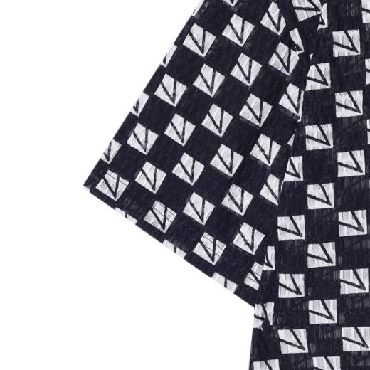 T1510夏季新款时尚黑白棋格印花男士短袖潮流宽松休闲上衣小众复古T恤 商品图5