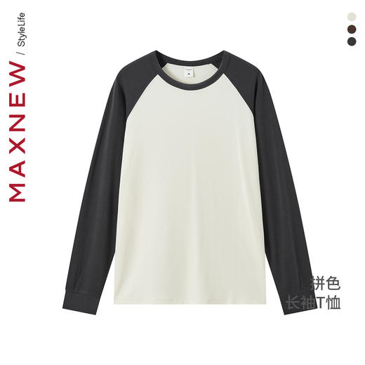 【家居】拼色插肩袖长袖T恤1N3417103 商品图0