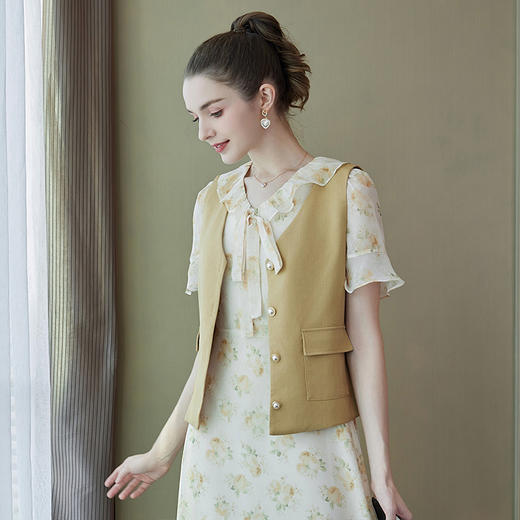 奢姿大码女装2024年夏季新款气质V领马夹胖妹妹时尚百搭时尚外套9942991275B 商品图3