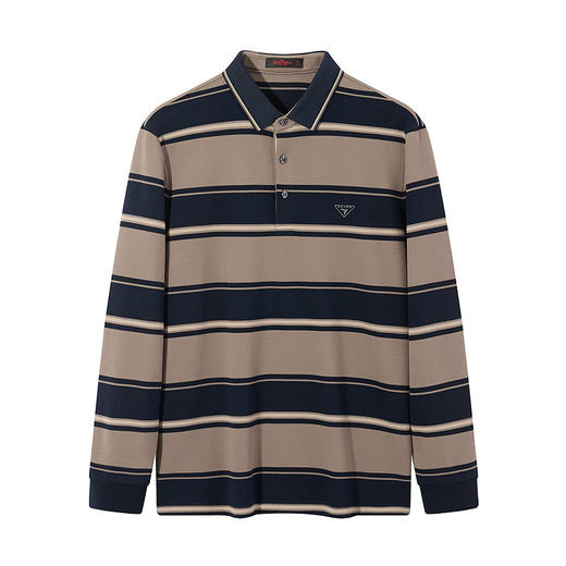 【不变形领】柒牌撞色条纹长袖Polo衫男2024秋季新款休闲翻领上衣	127T70380 商品图4