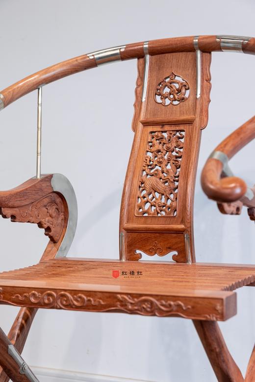 红桥红  家具严选  缅甸花梨（大果紫檀）/大红酸枝【木面 王款 麒麟纹交椅】 商品图3