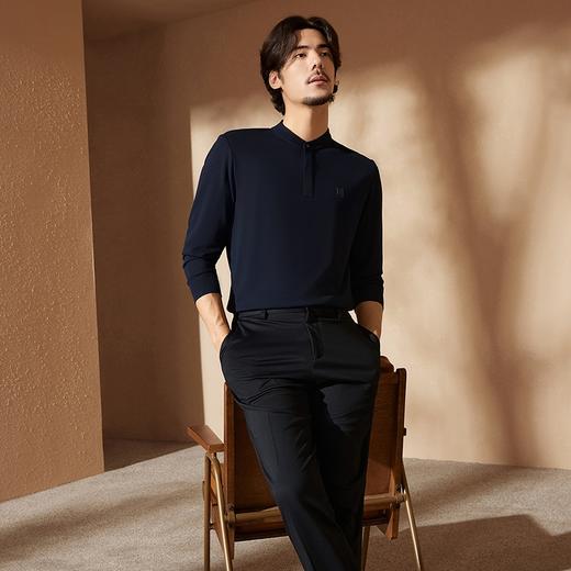 【中华立领】柒牌华夫格长袖T恤男2024秋季新款时尚百搭休闲上衣	127T70600 商品图1