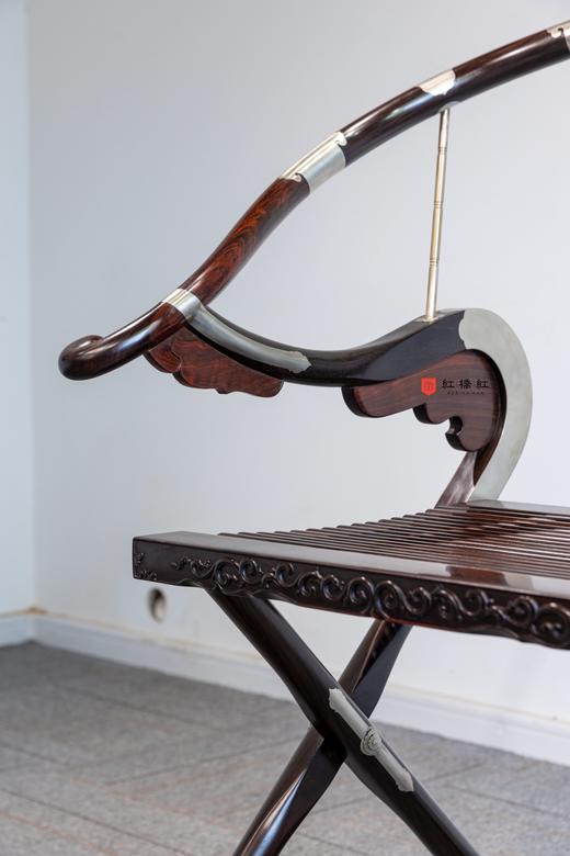 红桥红  家具严选  缅甸花梨（大果紫檀）/大红酸枝【木面 王款 麒麟纹交椅】 商品图9