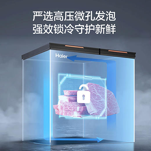 海尔（Haier）212升幻彩系列双箱双温商用家用冰柜 大冷冻小冷藏卧式冰柜家用小型冰箱冷柜FCD-212GHXPGD 商品图4