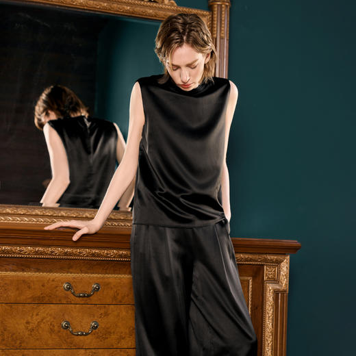 Solo seta22姆米重磅真丝宽肩无袖背心女桑蚕丝纯色上衣秋冬新款 商品图4