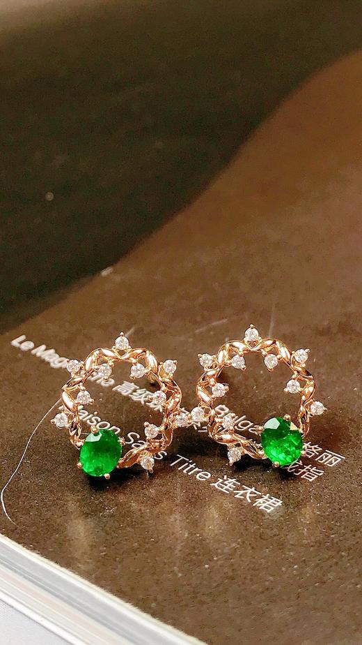 0.34ct 祖母绿耳钉 商品图3