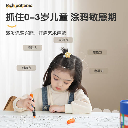 【不伤墙不伤地板画卷】kiddycolor凯蒂卡乐儿童涂鸦画卷 全景式涂鸦 10米长图案不重复 加厚纸张 不透色无荧光 收纳不占空间 商品图3