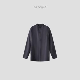 THESOONG|’精致主义’巨轻盈 桑蚕丝立领炭灰色衬衫外套HBWT223055