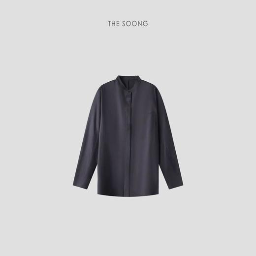 THESOONG|’精致主义’巨轻盈 桑蚕丝立领炭灰色衬衫外套HBWT223055 商品图0
