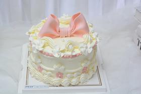 少女的心愿 （粉色/蓝色）复古温柔又浪漫的蝴蝶结蛋糕 纯动物奶油