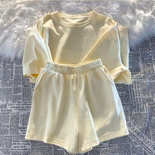 【青春的感觉❗️休闲运动套装】夏季新款，棉质面料 柔软舒适透气，亲肤不扎肉，多巴胺色系 百搭显活力❗️休闲运动套装女百搭宽松时尚外穿短袖短裤两件套开学季Y 商品图13