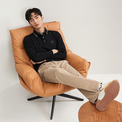 【含羊毛】柒牌男士polo衫长袖2024秋冬新款华夫格肌理休闲保罗衫	127T70150 商品图1