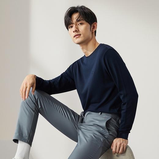 【含羊毛】柒牌男士长袖T恤秋冬新款时尚休闲舒适百搭高弹打底衫	127T70050 商品图1