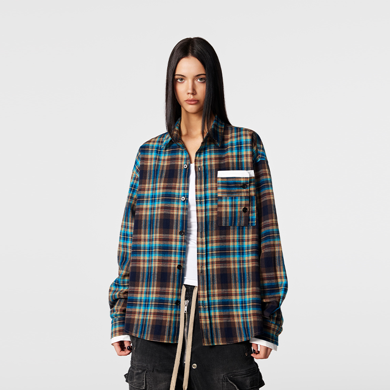 【Achock官方店】格子长袖衬衣男女新款潮牌休闲美式工装衬衫情侣