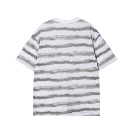 T1503新款时尚印染条纹男士T恤潮流百搭休闲上衣宽松复古小众T恤 商品图2