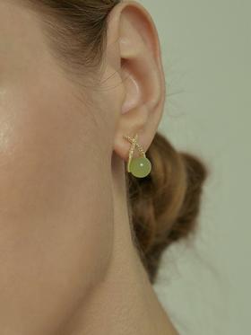 Oflye潮流饰品  微镶交叉仿绿玉石耳钉女款2024新款轻奢耳环