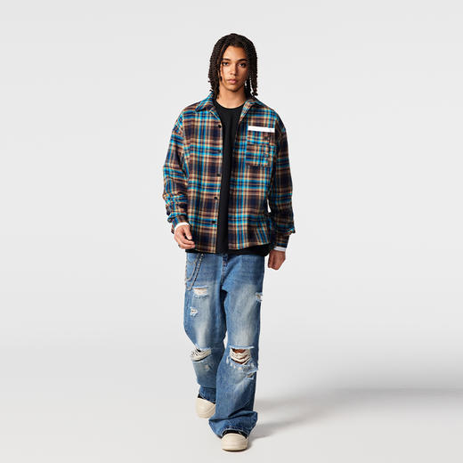 【Achock官方店】格子长袖衬衣男女新款潮牌休闲美式工装衬衫情侣 商品图2