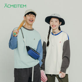【十一破价福利】ACMEITEM爱棵米 秋季户外撞色长袖卫衣圆领套头绣花运动上衣男女GAF3340077E