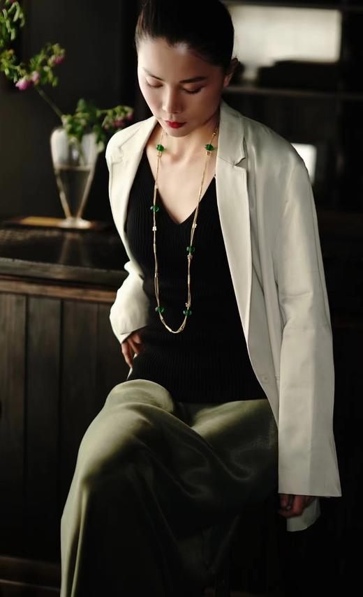 捷克绿琉璃金管长项链 商品图0