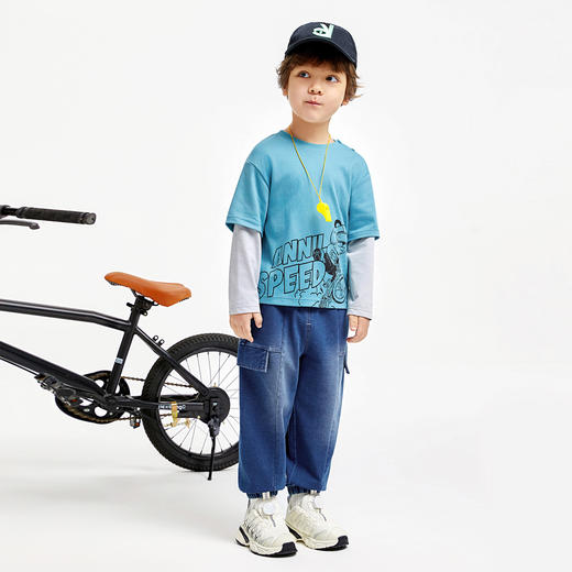 男童假两件潮趣T新款安奈儿童装实体店同款XB431701 商品图3