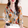 立体花V领显瘦减龄，透气印花套头小衫KQL-E324N9019 商品缩略图1