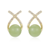 Oflye潮流饰品  微镶交叉仿绿玉石耳钉女款2024新款轻奢耳环 商品缩略图4