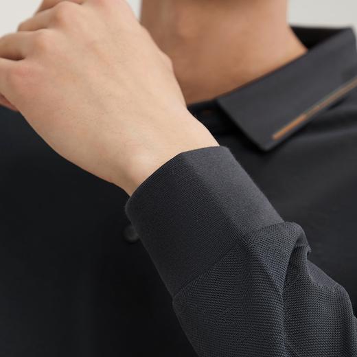 【含羊毛】柒牌男士polo衫长袖秋季新款满身提花时尚潮流翻领上衣	127T70460 商品图2