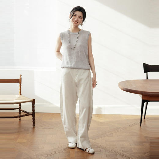 绽放旅行女装517朵【黑白灰系列】廓形感显瘦弯刀阔腿长裤 商品图1