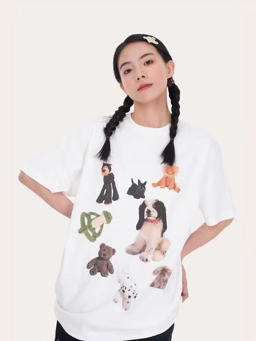 MOOD LIKE ME/MTX2363/毛绒玩具拼贴 圆领短袖T恤 商品图0