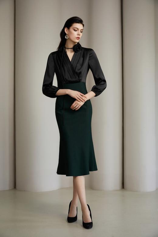 SAFICOO 优雅女人 假两件收腰连衣裙 商品图0