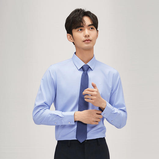 【DP免烫】柒牌易打理长袖衬衫男秋季新款商务休闲中青年翻领衬衣	127A70440 商品图1
