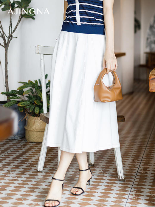 【商场同款】阿菁娜2024夏季新款简约A摆宽松半身裙A30X113029 商品图0