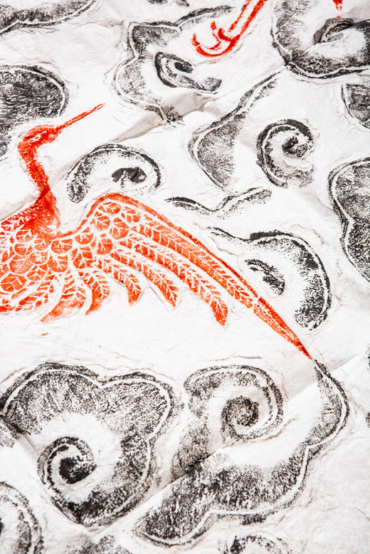 明代仙鹤祥云石刻双色拓片 商品图4