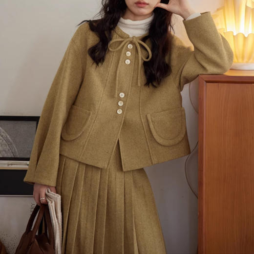 裁缝学苑AS303毛呢套装纸样女装新款法式圆领百褶半裙两件套样板 商品图2