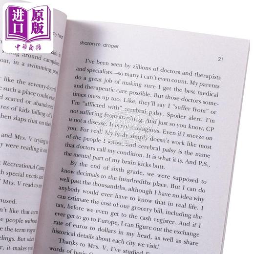 【中商原版】出于我的心 Out of My Heart Reprint  英文原版 Sharon M Draper 现代小说 国际流行小说 奇幻小说 商品图3