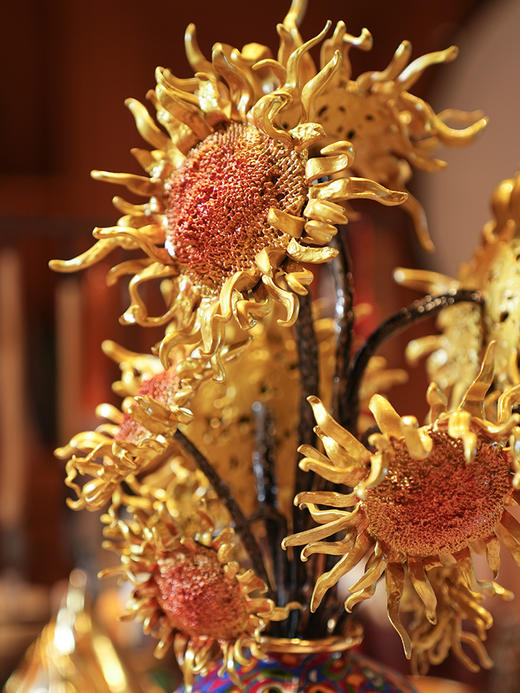 朱炳仁铜 燃烧的向日葵文创版家居玄关装饰电视柜桌面艺术摆件 商品图4