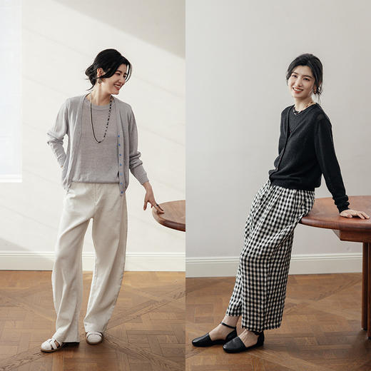 绽放旅行女装506朵【黑白灰系列】舒爽宽松圆领短款无袖针织背心 商品图3