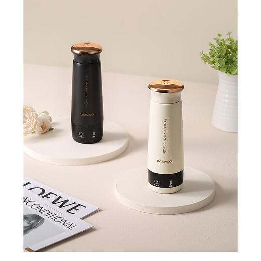 大宇（DAEWOO） 便携式迷你烧水杯家用旅行泡茶电热水杯 D6耀黑 0.3L 商品图0