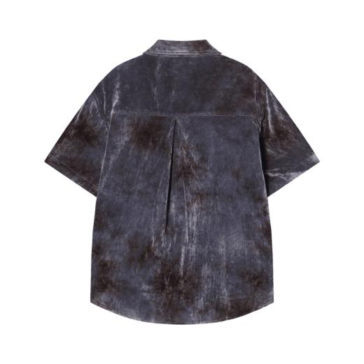 CS119夏季新款绒面复古铁锈印花男士衬衫百搭潮休闲上衣宽松小众 商品图2