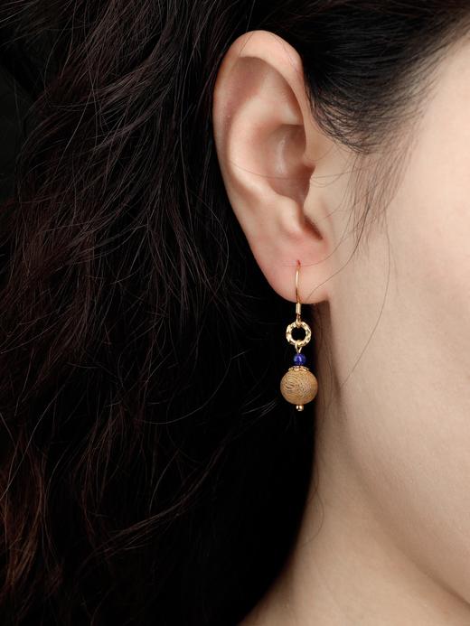 奇楠青金石耳环1对创意沉香首饰天然材质 商品图1