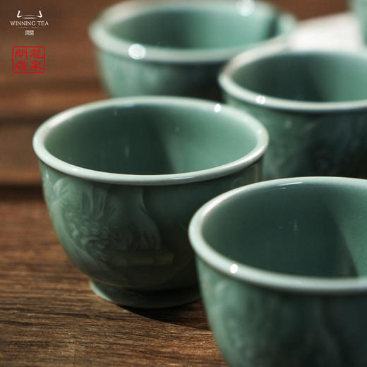 龙泉问鼎梅子青刻绘安己杯(醉翁亭)（缺货） 商品图2