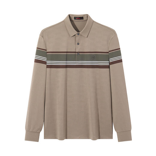 【不变形领】柒牌条纹长袖Polo衫男2024秋季新款休闲百搭翻领上衣	127T70390 商品图4