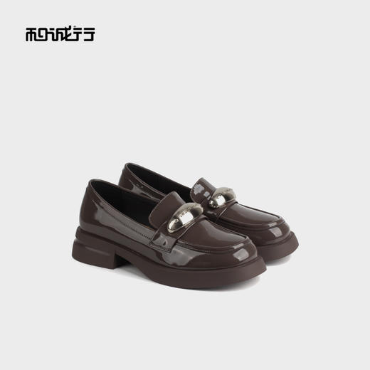 和诚行 2024秋冬新款厚底学院风乐福鞋女漆皮百搭JK小皮鞋0010833 商品图4