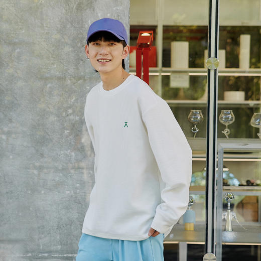 【品牌直发】ACMEITEM爱棵米 秋季休闲圆领卫衣华夫格亲肤透气长袖上衣男女GAE3310017G 商品图3