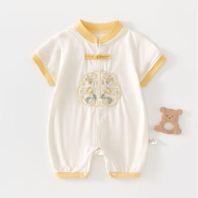 婴儿短袖连体衣夏季薄款衣服中国风公主哈衣夏天女宝宝外出服夏装